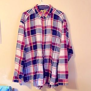 Duck Head Men's Long Sleeve Button Down Shirt Plaid Pocket Size XL
